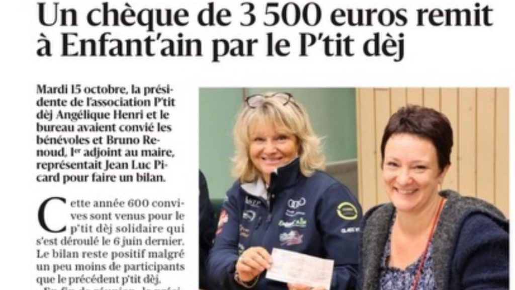 REMISE DE CHÈQUE PTIT DÉJEUNER